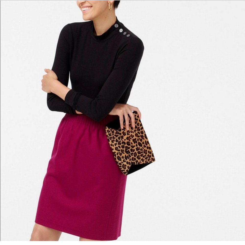 J.CREW BLACK BUTTON SHOULDERS MOCK NECK BODYSUIT - Picture 3 of 4